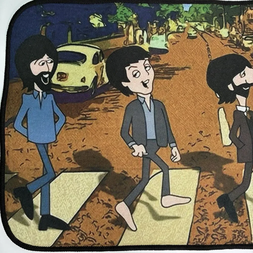 Cartoon Beatles Abbey Road Multicolor Rectangle Door Mat Music Theme